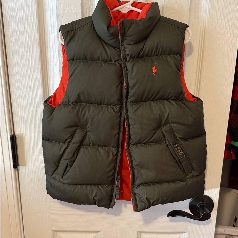 Ralph Lauren Olive and Orange Puffer Vest